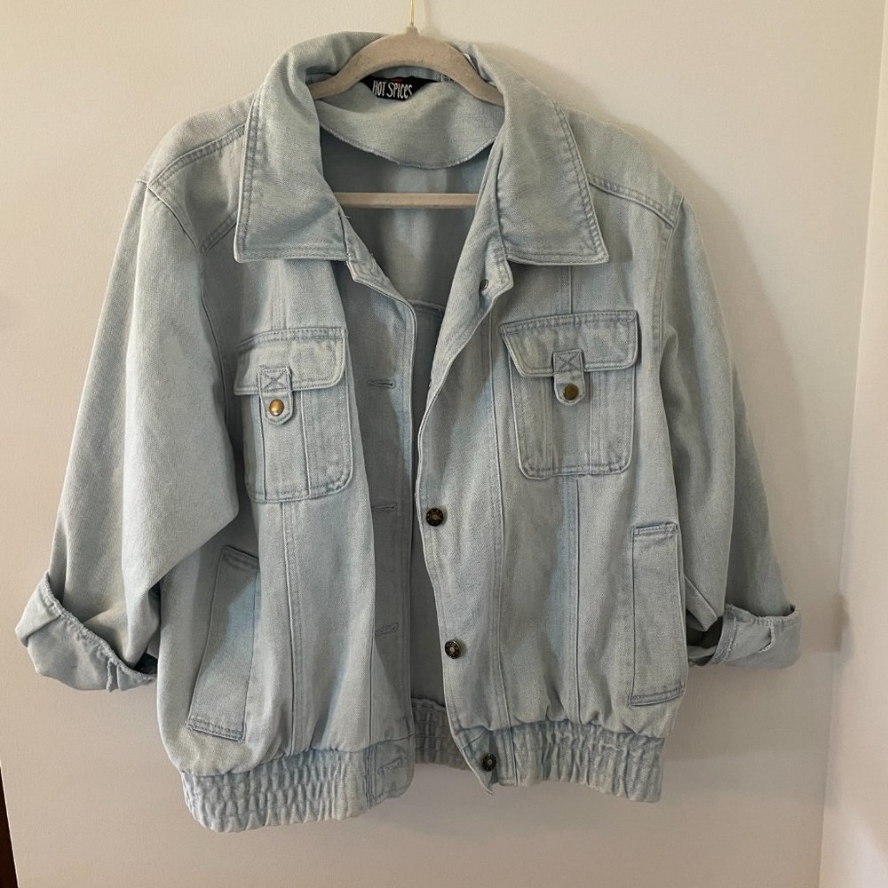 Oversized Vintage Inspired Light Wash Denim Jean Jacket